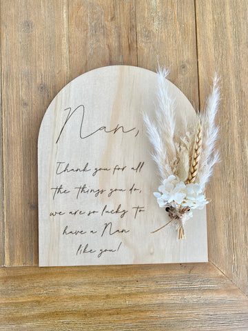 Nan Dried Flower Plaque