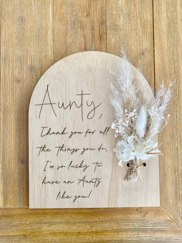 Aunty Dried Flower Plaque