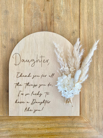 Daughter Dried Flower Plaque