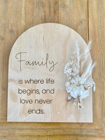 Family Dried Flower Plaque