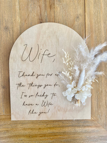 Wife Dried Flower Plaque