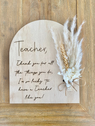 Teacher Dried Flower Plaque