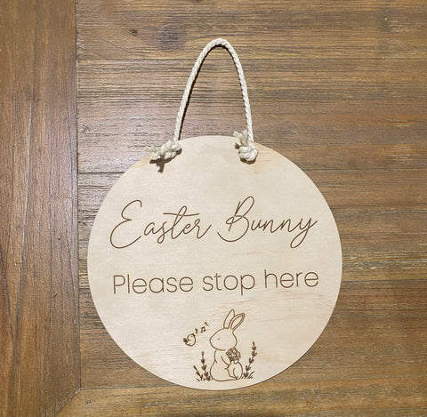 Easter Bunny please stop here door hanger