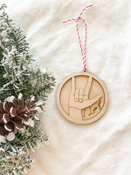 Sign Language I love you ornament