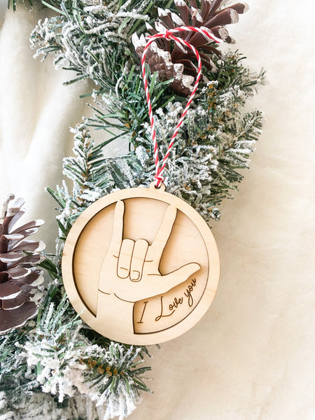 Sign Language I love you ornament