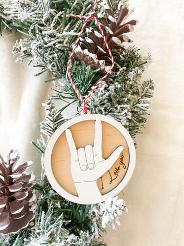 Sign Language I love you ornament