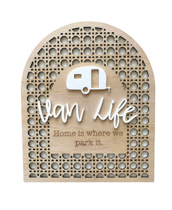 Rattan Van Life plaque